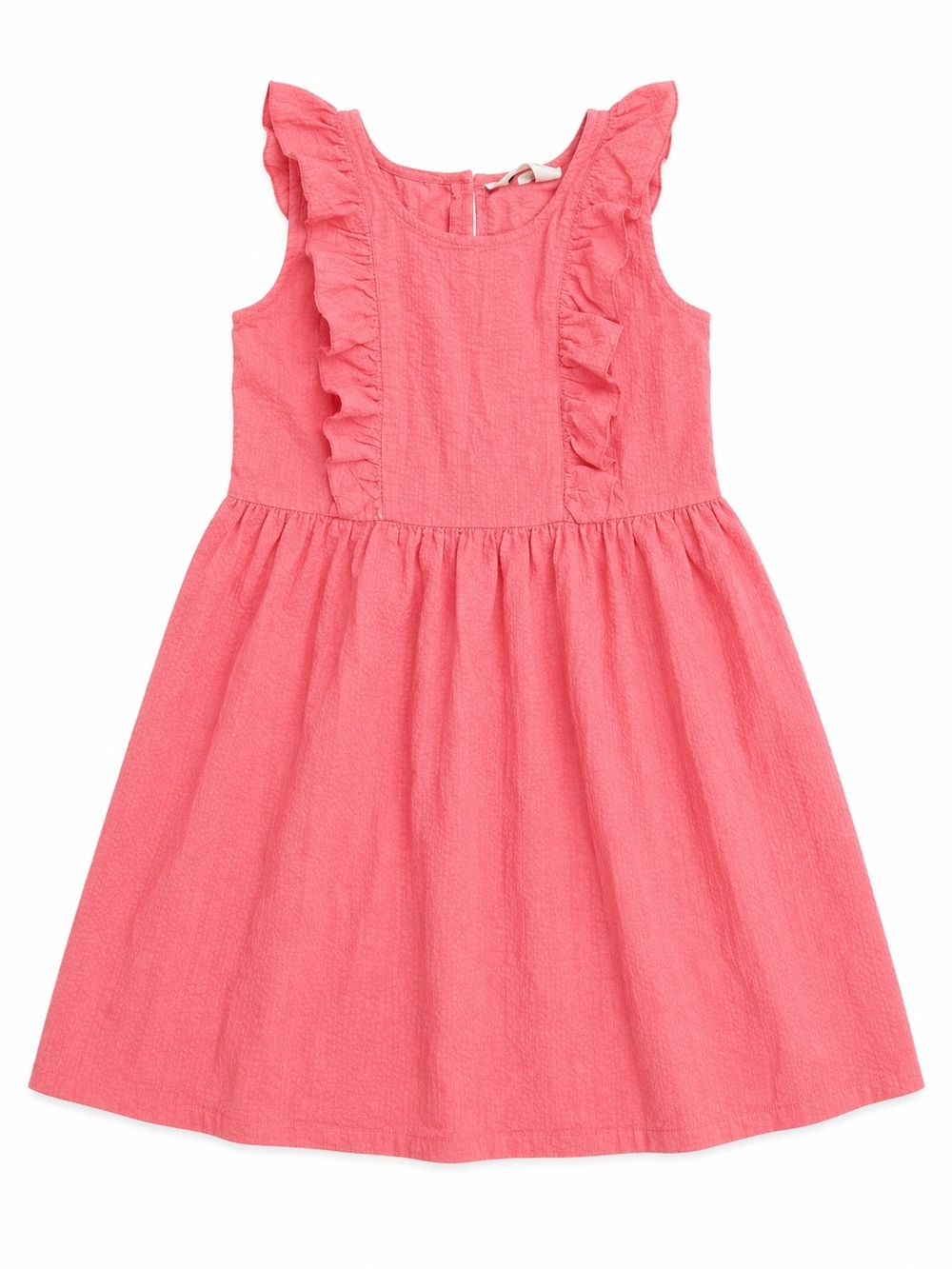 Girls Pink Ruffle Sleeve Casual Dress